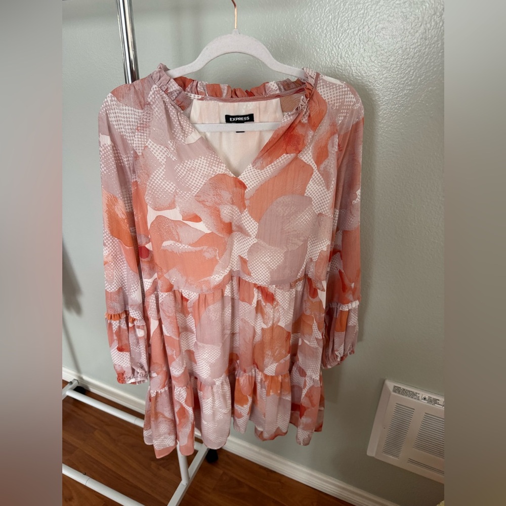Express Pink and Orange Tiered Blouse